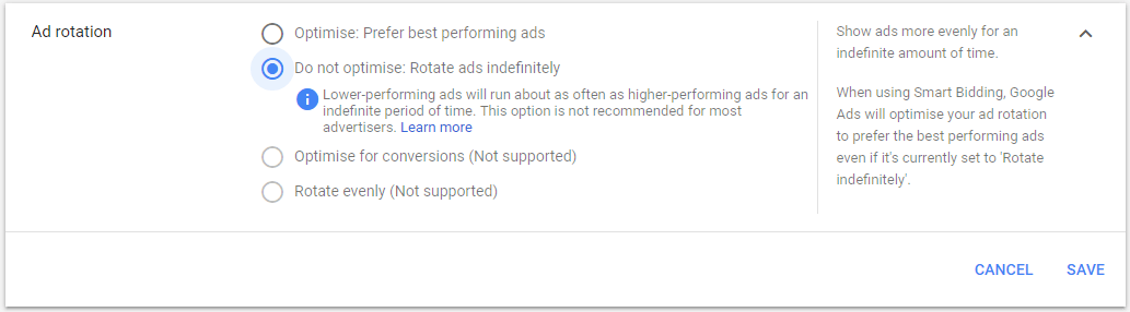 rotate ads indefinitely